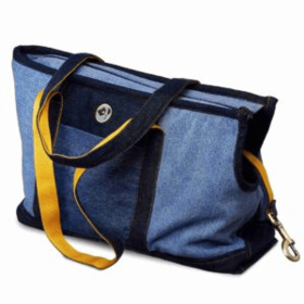 Patched Denim Dog Carrier Bag
