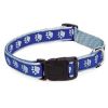 Casual Canine Blue Pawprint Flat Dog Collar