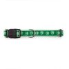 Casual Canine Flat Dog Collar with Green Pawprint Pattern