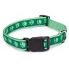 Casual Canine Green Pawprint Flat Dog Collar