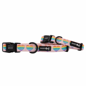 Flat Dog Collars by Sassy Woof - Verano Adjustable Collection (Color: Paws of Love, size: small)