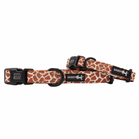 Flat Dog Collars by Sassy Woof - Verano Adjustable Collection (Color: Giraffic Park, size: large)