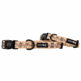 Flat Dog Collars by Sassy Woof - Verano Adjustable Collection (Color: Corgilicious, size: small)