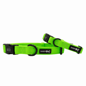 Flat Dog Collars by Sassy Woof - Verano Adjustable Collection (Color: Neon Green, size: large)