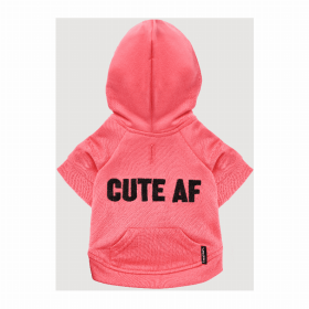 The Everyday Dog Hoodie - Cute Af (Color: Neon Pink, size: X Large)