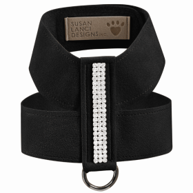 Susan Lanci Designs 3 Row Giltmore Crystals Tinkie Dog Harness (Color: Black, size: medium)