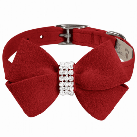 Susan Lanci Designs Nouveau Bow Dog Collar (Color: Red, size: XXS)