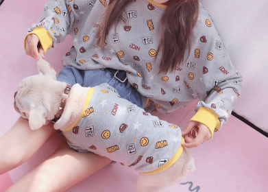 Smile Everyday - Matching Pet and Owner Clothing Set (Color: Gray, size: XL)