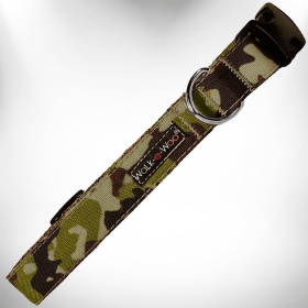 Walk-e-Woo Camo Dog Collars (Color: Brown Camo, size: XL 1.5" wide fits 18-28" neck)