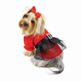 Sparkling Red Dog Dress with Puffy Sleeves (size: small)
