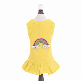Rainbow Dog Dress (Color: Yellow, size: XXS)