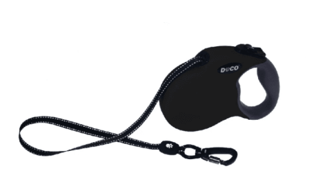 Doco All Day Adventure Retractable Dog Leash (Color: Black, size: large)