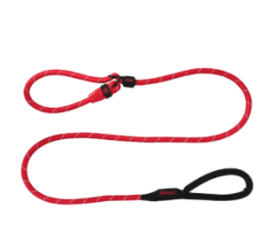 Doco Reflective Rope Slip Dog Leash with Black Nylon Handle (Color: Red, size: large)