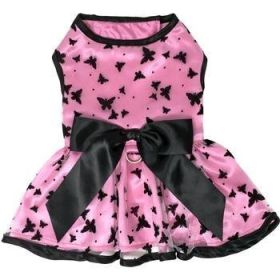 All Aflutter Dog Harness Dress in Pink & Black (Option: X-Large)