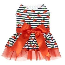 Cherry Print Dog Harness Dress with Matching Leash (Option: X-Large)