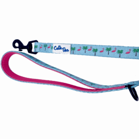 Cutie Ties Dog Leash with Fun Print Design (Color: Flamingo Miami Vice, size: large)