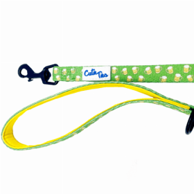 Cutie Ties Dog Leash with Fun Print Design (Color: Green Beer, size: large)