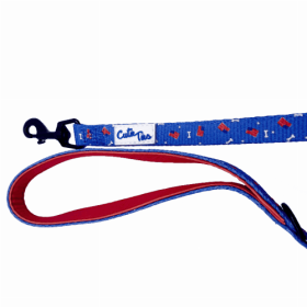 Cutie Ties Dog Leash with Fun Print Design (Color: Red/White/Bones, size: large)
