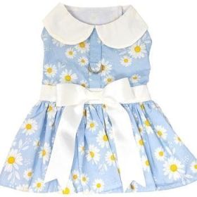 Daisy Print Dog Dress with Leash Set (Option: X-Large)