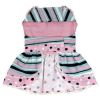 Pink & Teal Dog Harness Dress with Polka Dots and Stripes