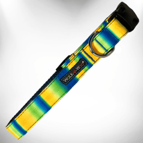 Walk-e-Woo Tie-Dye Adjustable Dog Collars Collection (Color: Blue/Green, size: XL 1.5" wide fits 18-28" neck)